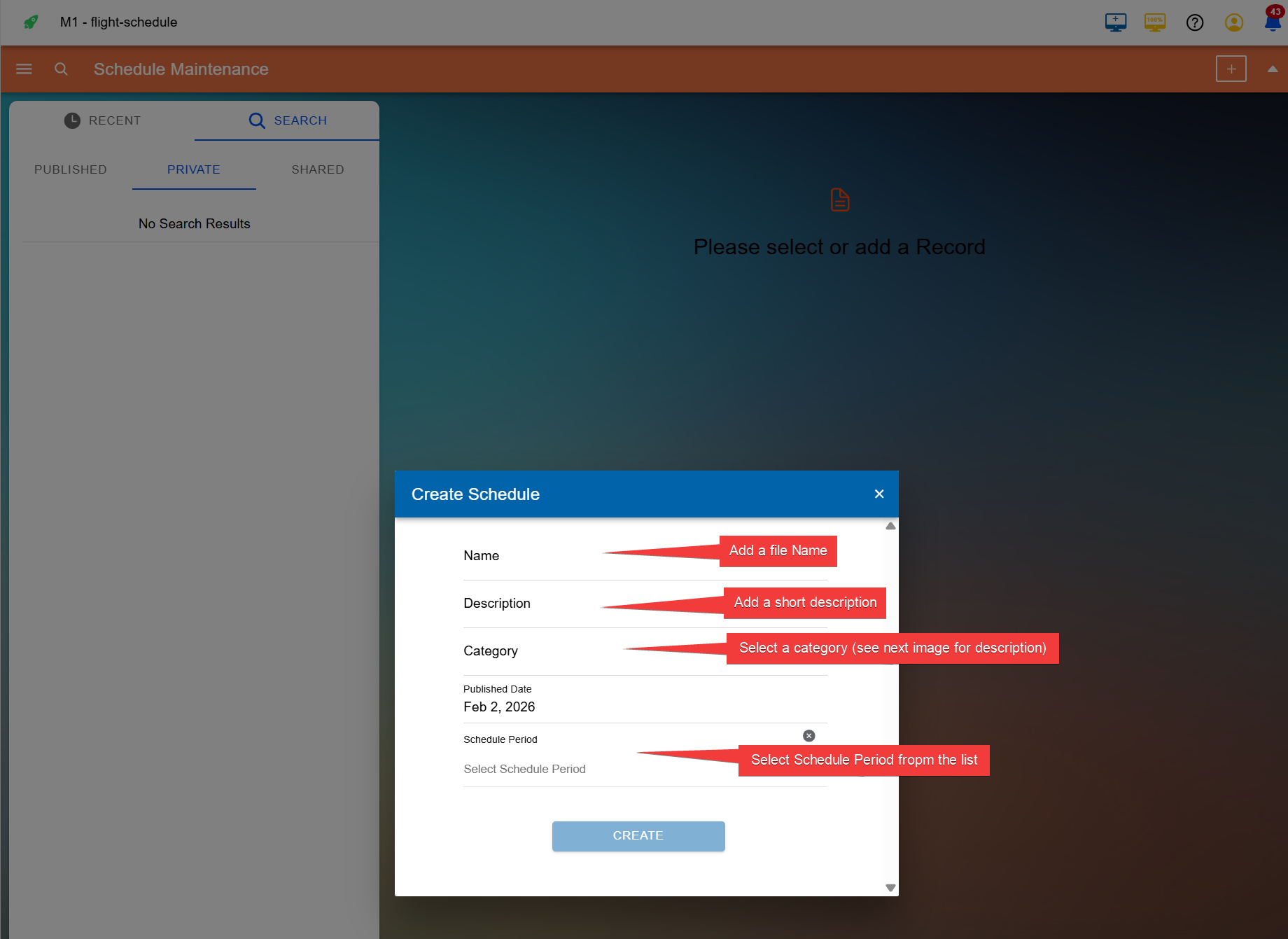 Create container form